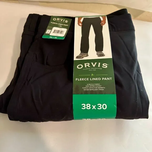 Orvis Men's Fleece Lined Pant Size 38X30 Water Repellent Finish Stretch Fabric - Picture 6 of 13